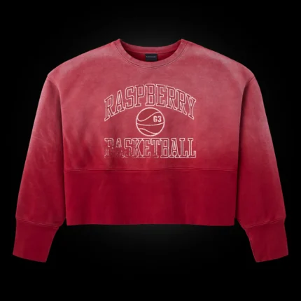 UNISEX WASHED FADED RED CROPPED FITTING EXTENED RIBBING WAISTBAND HIGH QUALITY SCREEN PRINTED LOGO TRUE TO SIZE